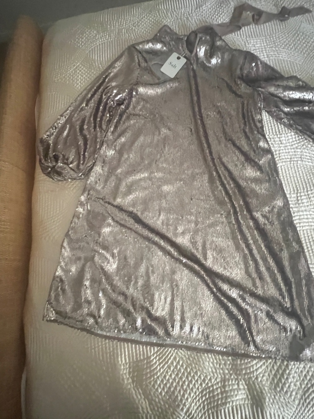 Metallic Silver Shift Top - Shimmering Women's Blouse